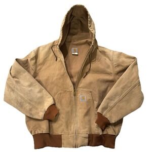 Vintage Carhartt J03 Thermal Lined Hooded Jacket USA Made‎ 2XL XXL Duck Canvas